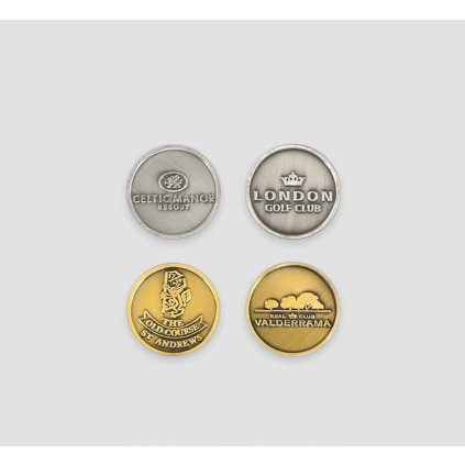 Wytrawione markery do gry w golfa, 100 szt. (kolor antycznego srebra)