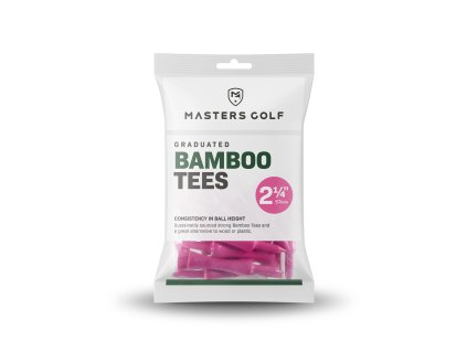 Zestaw 25 sztuk bambusowych piłeczek golfowych Masters o stopniowanym kształcie, 2 1/4" w kolorze różowym