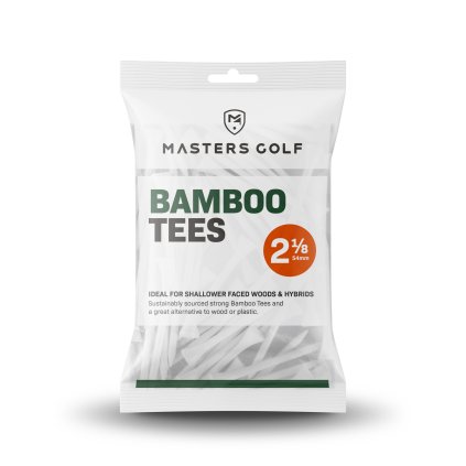 Zestaw drewnianych podstawek golfowych Masters Bamboo Tees 2 1/8 54mm, białe, 25 sztuk