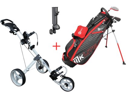 Kije golfowe MKids dla dzieci o wzroście około 145 cm (9-11 lat). Charakteryzują się lekkimi trzonkami specjalnie dostosowanymi do dziecięcych swingów, dopasowanymi kolorystycznie uchwytami i wysokiej jakości główkami ze stali nierdzewnej. (21)