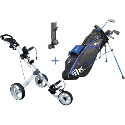 Kije golfowe MKids dla dzieci o wzroście około 145 cm (9-11 lat). Charakteryzują się lekkimi trzonkami specjalnie dostosowanymi do dziecięcych swingów, dopasowanymi kolorystycznie uchwytami i wysokiej jakości główkami ze stali nierdzewnej. (23)