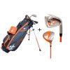 Kije golfowe MKids dla dzieci o wzroście około 145 cm (9-11 lat). Charakteryzują się lekkimi trzonkami zaprojektowanymi specjalnie do dziecięcych swingów, dopasowanymi kolorystycznie uchwytami i wysokiej jakości główkami ze stali nierdzewnej. (1)