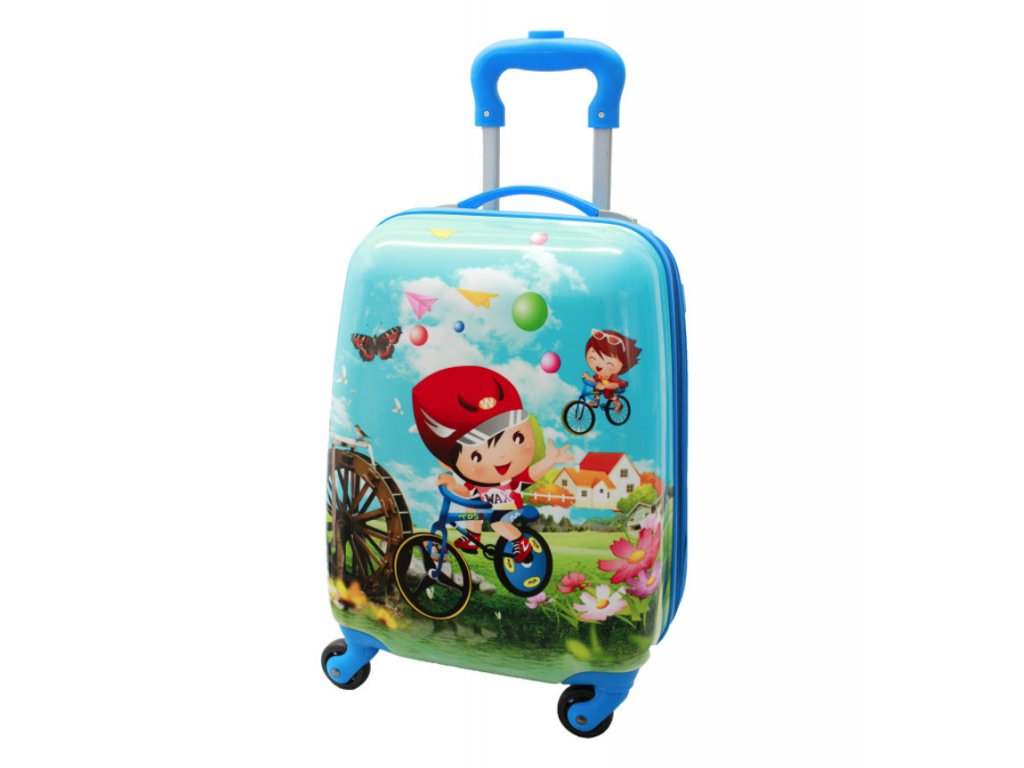 Dětský cestovní kufr na 4 kolečkách RGL 4wheels - modrý/cyklista