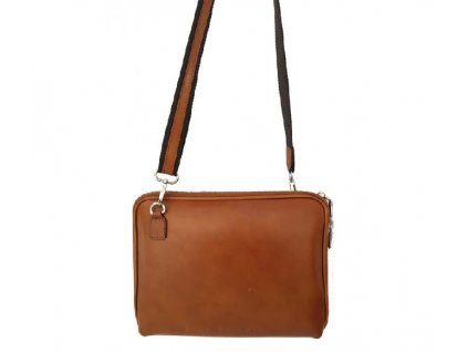 Dámská kožená crossbody kabelka Messenger Uo2551  -  hnědá (koňak)