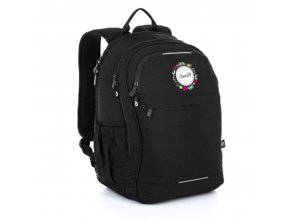 Studentský dvoukomorový batoh Topgal RONY 23026-G – černý/výšivka