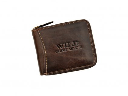 Pánská kožená peněženka na zip Wild Things Only – 5267 – tmavě hnědá