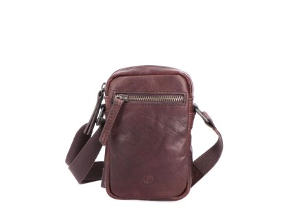 Unisex kožená mini crossbody Poyem 2220 Poyem H - hnědá
