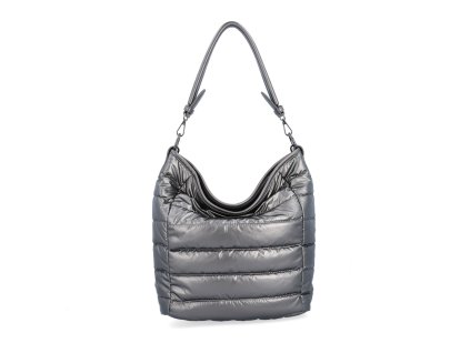 Dámská měkká prošívaná kabelka z nylonu Carmelo 4383 TI - šedá