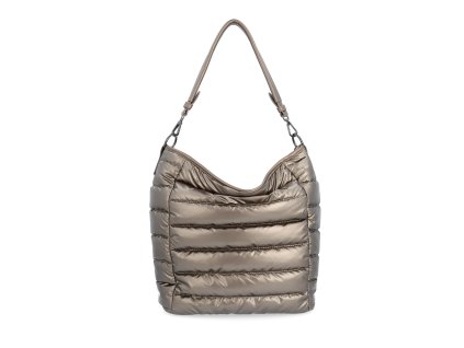 Dámská měkká prošívaná kabelka z nylonu Carmelo 4383 BR - bronzová