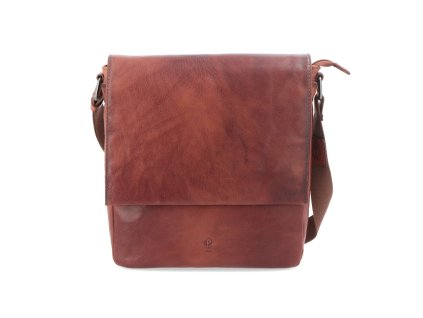 Pánská kožená luxusní crossbody taška s klopou 2207 Poyem KO - světle hnědá