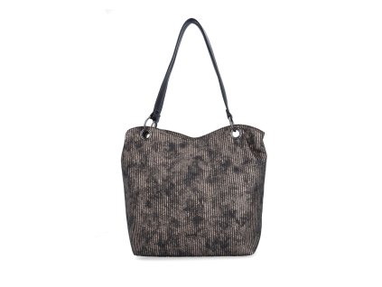 Dámská shoper bag kabelka z eko kůže Carmelo 4381 BR - černá/bronzová