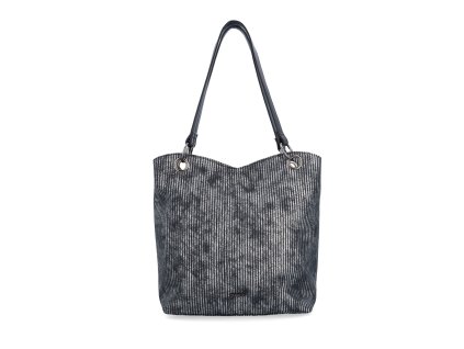 Dámská shoper bag kabelka z eko kůže Carmelo 4381 STR - černá/stříbrná