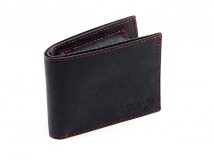 Kožená peněženka GORA slim P519 - černá/červená