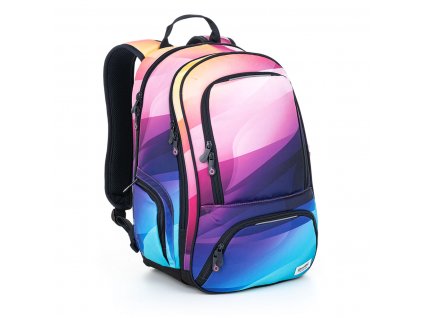 Studentský dvoukomorový batoh Topgal SURI 22028-G -fialová/modrá/růžová/duha