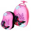Dětský cestovní kufr + batoh  RGL – růžový s  motýly
