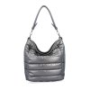 Dámská měkká prošívaná kabelka z nylonu Carmelo 4383 TI - šedá