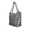 Dámská shoper bag kabelka z nylonu Carmelo 4385 TI - stříbrná