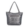 Dámská shoper bag kabelka z nylonu Carmelo 4385 TI - stříbrná