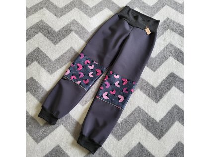 Zimní soft kalhoty - šedá s beruškami