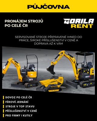 GORILA RENT nabízí pronájem stavebních strojů po celé České republice pro firmy, živnostníky i soukromé zákazníky. ✅...