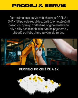 Pro techniku GORILA i SHANTUI zajišťujeme kompletní záruční i pozáruční servis. A když nemůžete k nám? Náš mobilní servis...