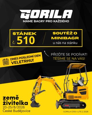 🚨 DNES NAPOSLEDY! ZEMĚ ŽIVITELKA 2026 🚨 Veletrh se pomalu chýlí ke konci, ale u GORILY to dnes ještě pořádně žije! 🦍💛 📍...
