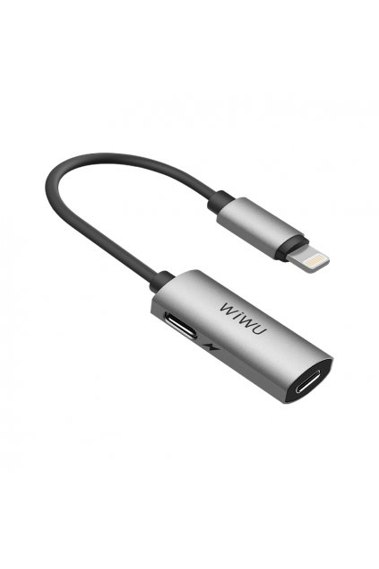 WiWU Lightning adaptér s duální lightning redukcí pro USB-C nabíjení iPhone a sluchátek LT02