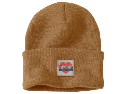 čepice Carhartt - 107409 BRN Knit Heart Patch Beanie