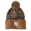 Čepice Carhartt - 106647 BRN Knit Pom Jacquard Beanie