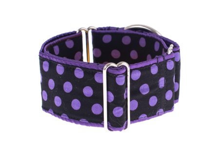 Obojky na míru - Black - purple dots