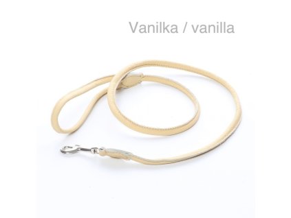 Kožené vodítko oválné vel. S , délka 120 cm - vanilkové