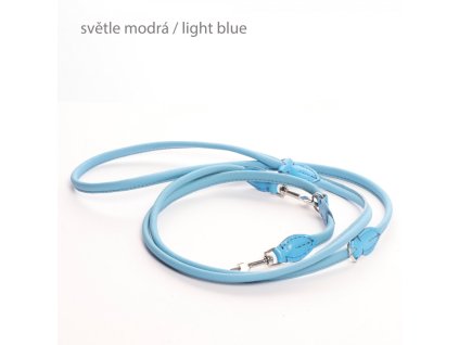 Kožené vodítko oválné přepínací vel. S , délka 220 cm - světle modré