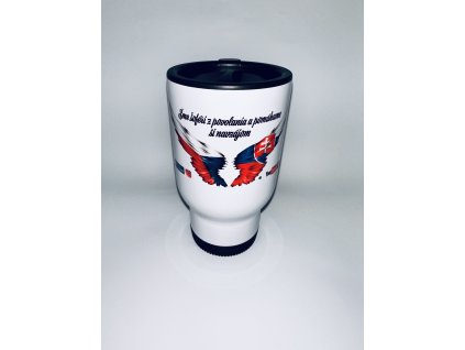 Termohrnek 450 ml s uchem a víčkem- bílý