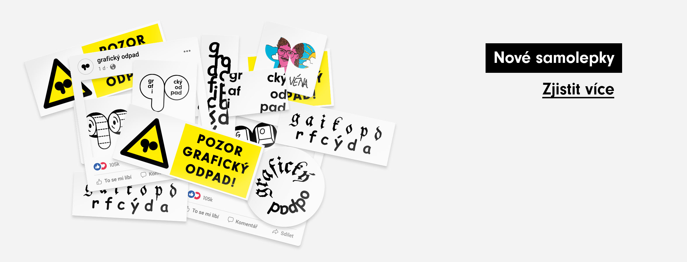 Nové samolepky grafický odpad
