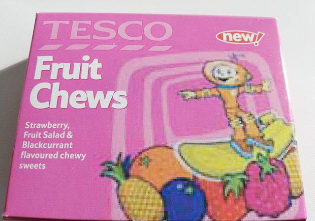 Špatné rozlišení podkladů - Tesco fruit chews