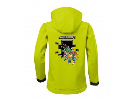 Minecraft mania - Dětská softshellová bunda (Barva 62 - Limetková, Velikost 158 cm / 12 let)