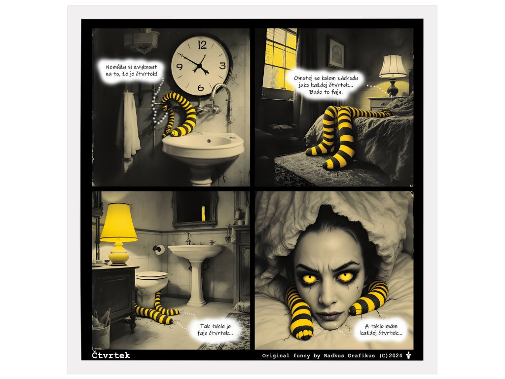 KOMIKS KAZDEJ CTVRTEK 60x60 cm RAM BILY