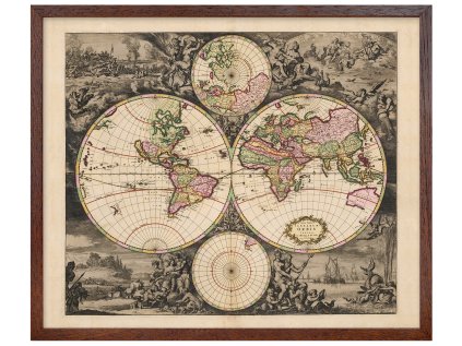 Rámeček Stará mapa Terrarum Orbis cm 50x60 cm hnědý