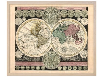 Rámeček Stará mapa Planisphaerium terrestre 50x60 cm natur