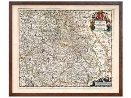 Rámeček mapa Regnum Bohemia 50x60 cm hnedy