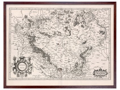 Reprodukce MAPA BOHEMIA GER 60X80 ram HNEDY