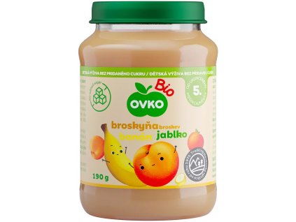 Bio dětská výživa broskvová s banány a jablky 190 g