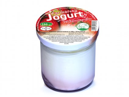 farmarsky jogurt s jahodami s ovocem 150 g ve skle vratny obal