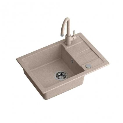 Béžový kuchyňský granitový dřez QUADRON GO- SMART + BATERIE TQ6244GSBEZ