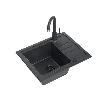 Černý kuchyňský granitový dřez QUADRON BEN 116 + BATERIE