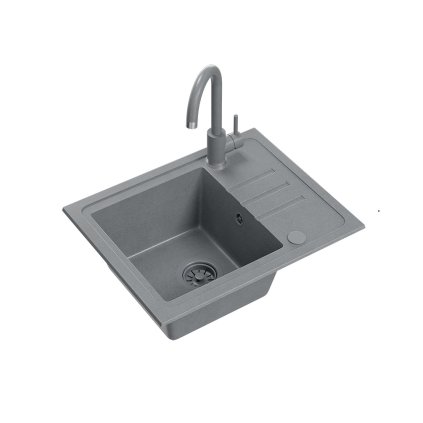 Šedý kuchyňský granitový dřez QUADRON BEN 116 + BATERIE