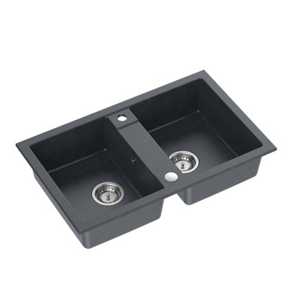 Černý dvoukomorový kuchyňský granitový dřez QUADRON DENZEL 120