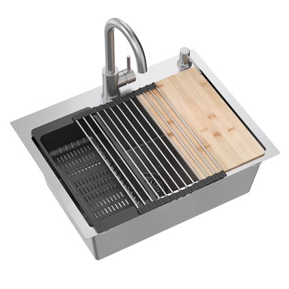 Kuchyňský nerezový dřez QUADRON LUKE 110 s baterií a příslušenstvím 58x45x20 cm