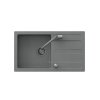 Šedý kuchyňský granitový dřez QUADRON READY- MAX + BATERIE A DÁVKOVAČ NA SAPONÁT TQ7744RMSZ  Dárek ZDARMA: bambusové prkénko 36x20x1,2cm