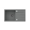 Šedý kuchyňský granitový dřez QUADRON READY- MAX + BATERIE A DÁVKOVAČ NA SAPONÁT TQ7744RMSZ  Dárek ZDARMA: bambusové prkénko 36x20x1,2cm